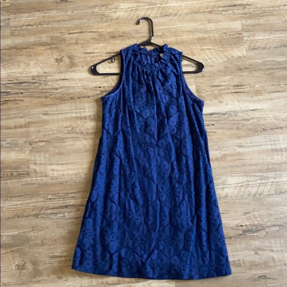 Navy Floral Lace Dress